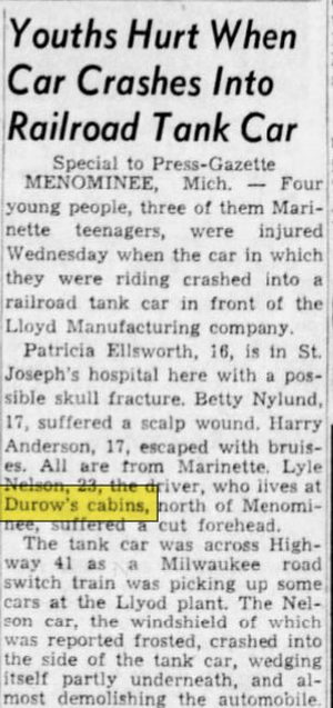 Durows Cabins (Durows Resort) - Feb 1949 Auto Accident (newer photo)